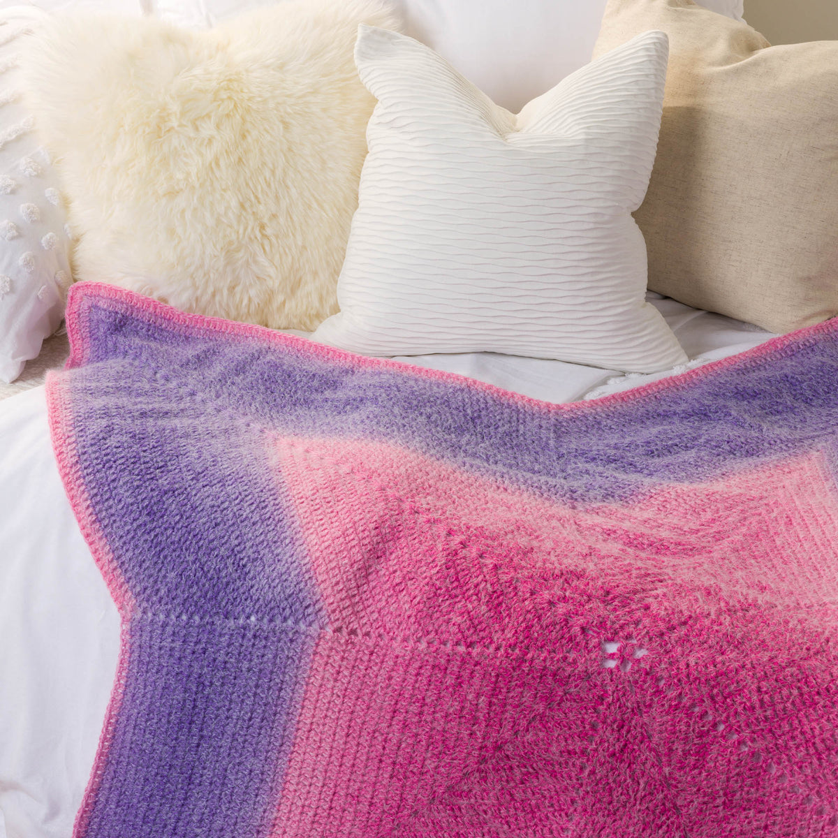 You'Re A Star Crochet Blanket made using Caron yarn