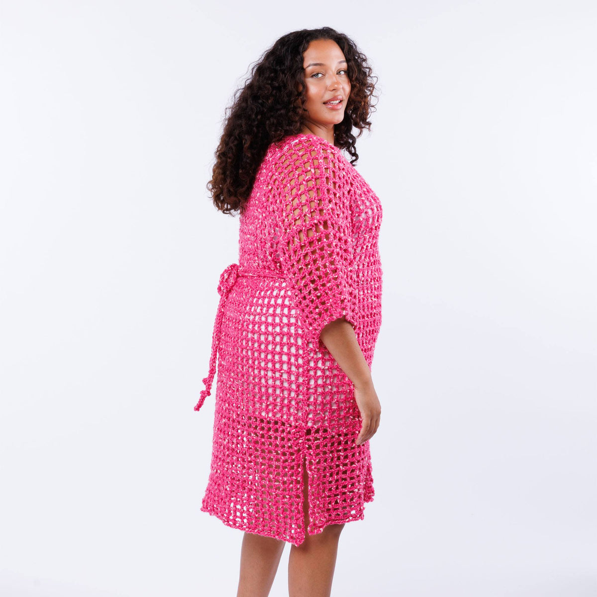Crochet Mesh Cover Up made using Caron yarn