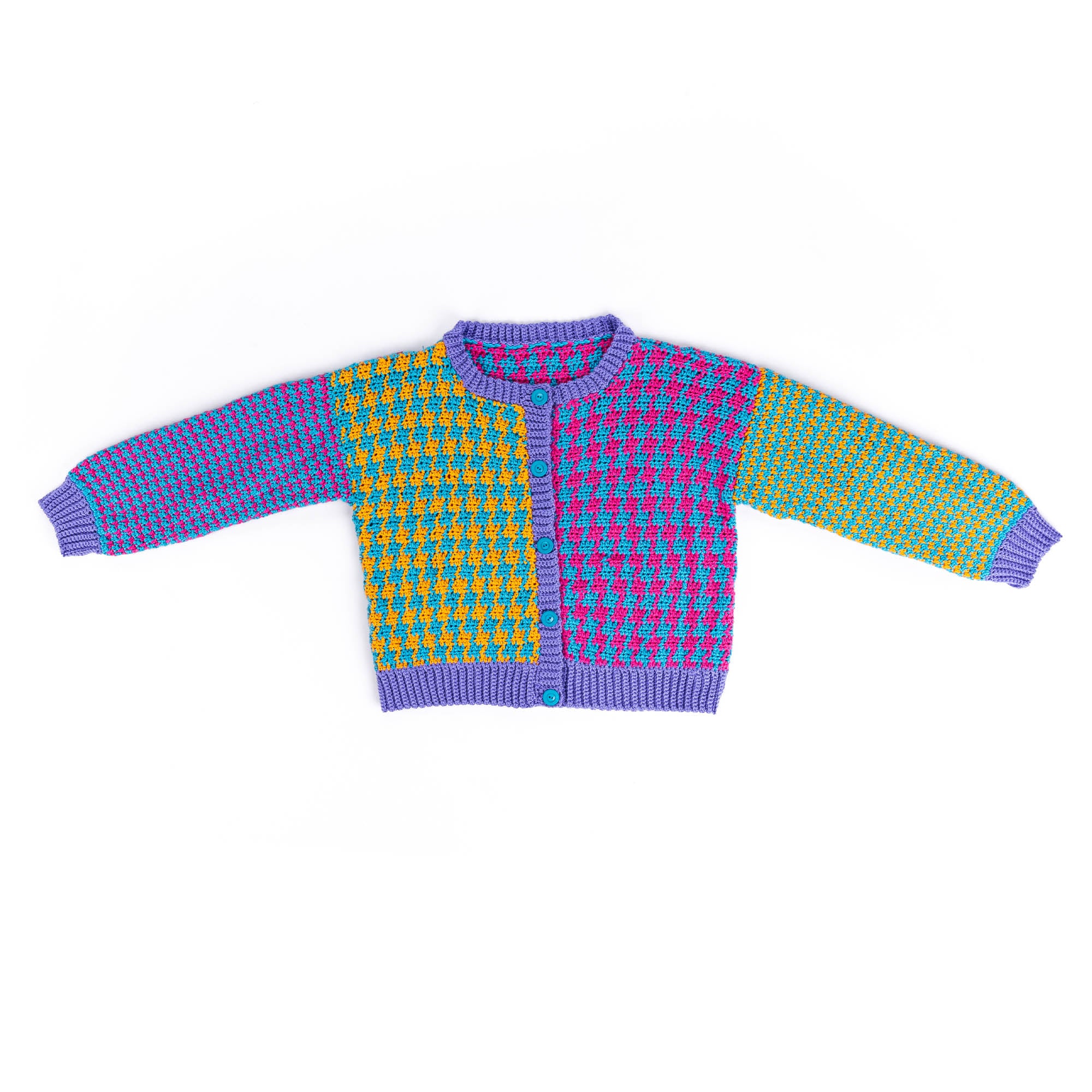 Houndstooth Pattern Cropped Cardigan