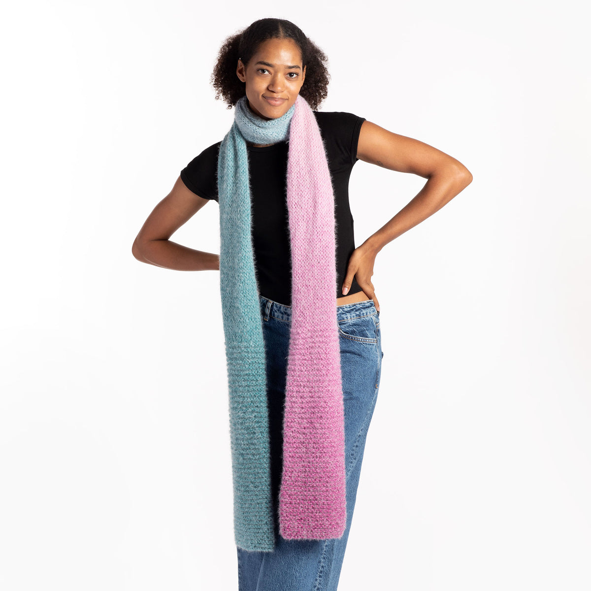 Knit Wrap made in Caron Colorama Halo Perfect Phasing Yarn