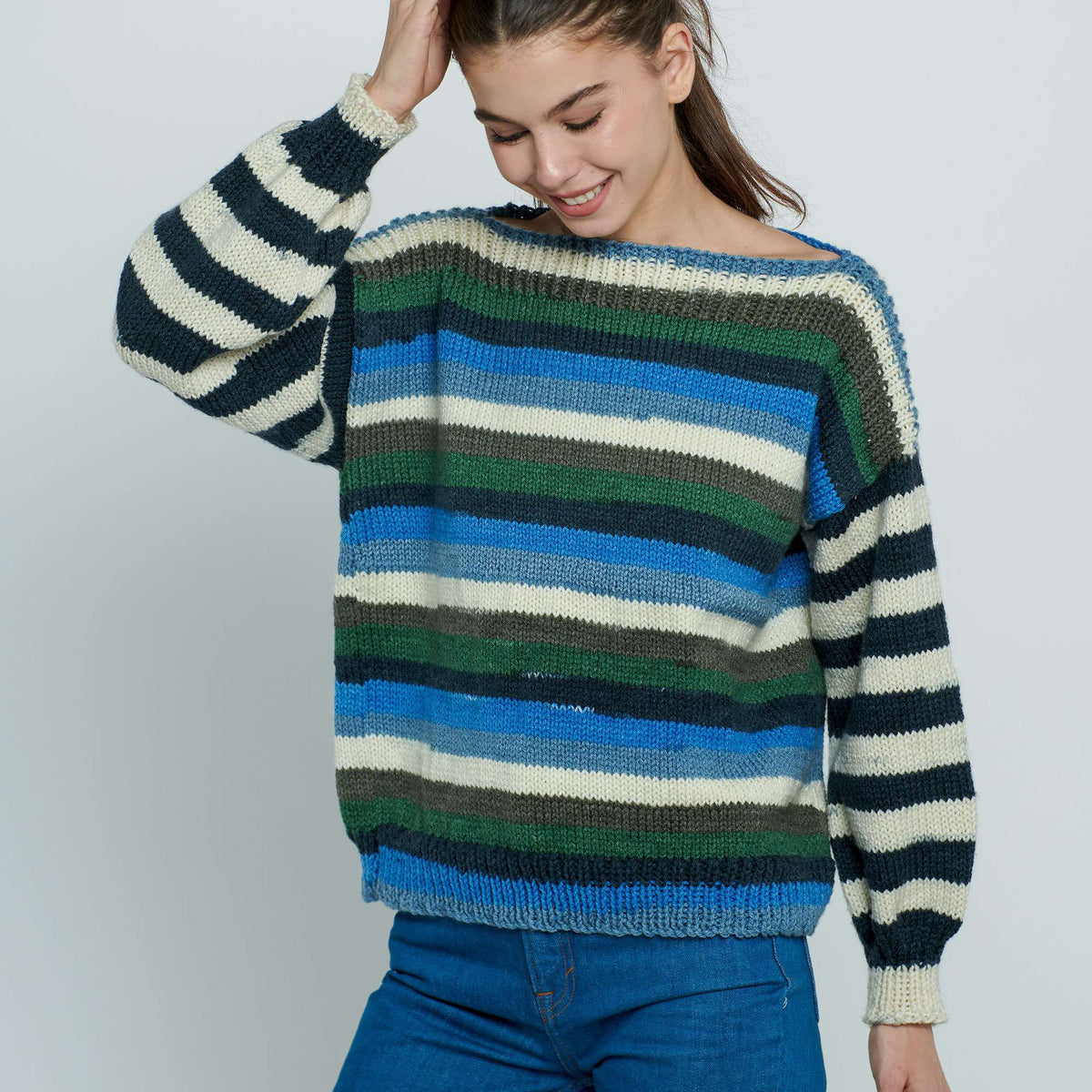 Knit Pullover made in Caron Cinnamon Swirl Cakes Yarn