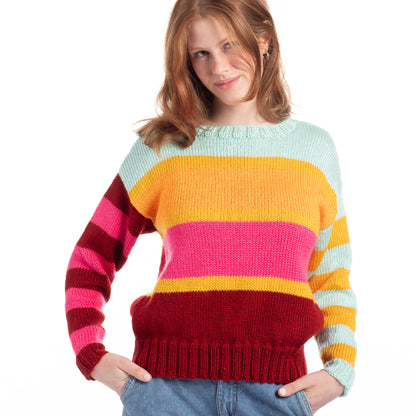Caron Simply Soft Candy Bands Knit Sweater Knit Sweater made in Caron Yarn