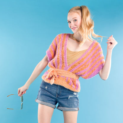 Caron Halo Drop It Like It's Hot Knit Top Knit Top made in Caron Colorama Halo Perfect Phasing Yarn