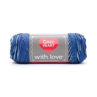 Red Heart With Love Yarn - Clearance shades Deep Blues
