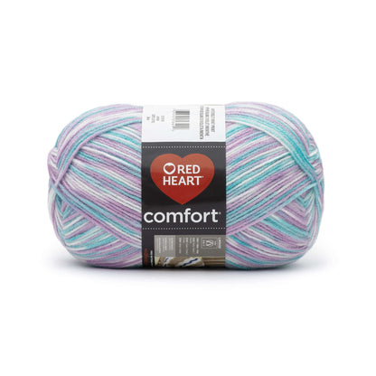 Red Heart Comfort Yarn - Clearance Shades White/Violet/Mint Print