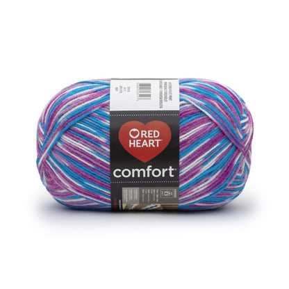 Red Heart Comfort Yarn - Clearance Shades White/Turq/Violet Print
