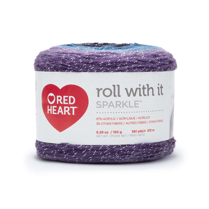 Red Heart Roll With It Sparkle Yarn - Clearance shades Amethyst