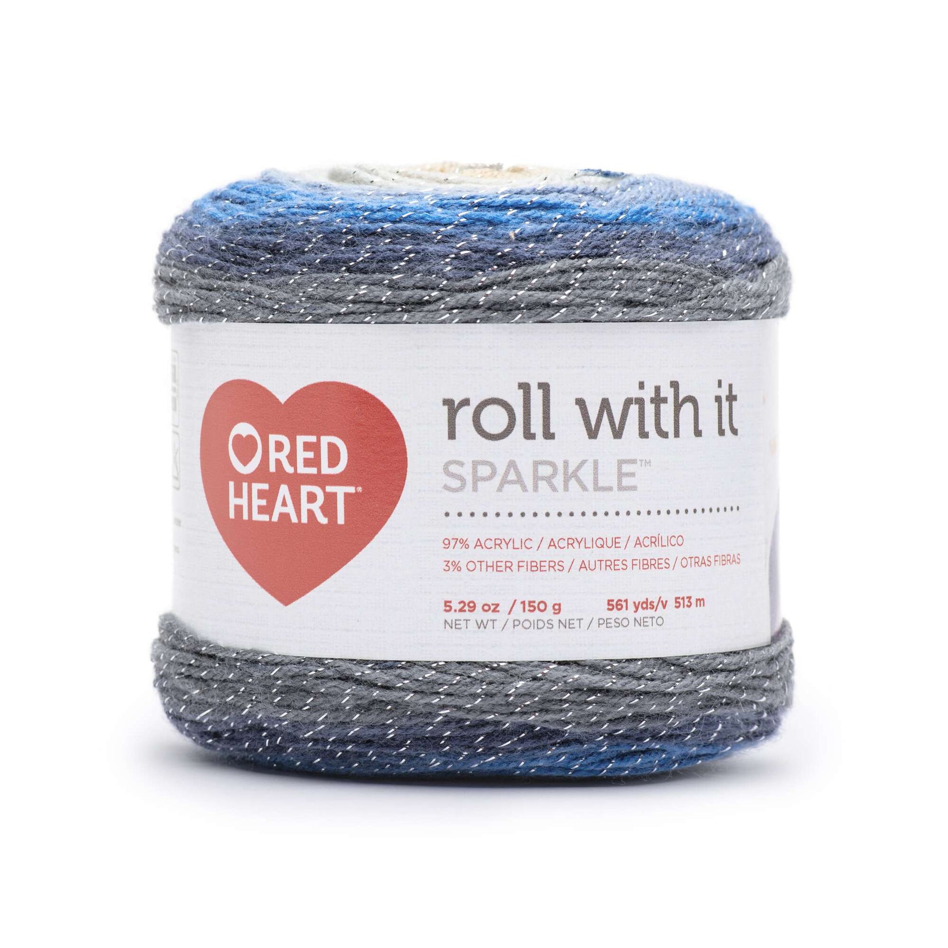 Red Heart Roll With It Sparkle Yarn - Clearance shades