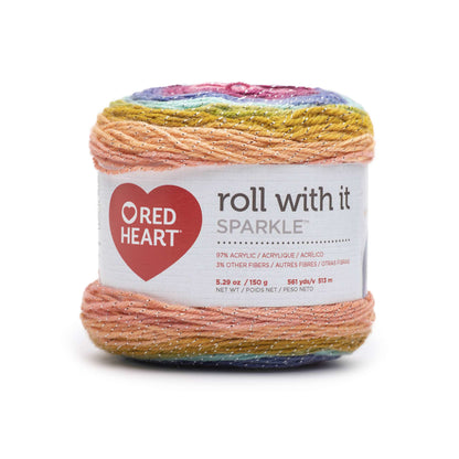 Red Heart Roll With It Sparkle Yarn - Clearance shades Cactus Flower