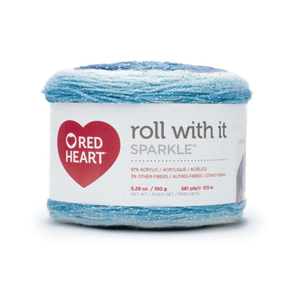 Red Heart Roll With It Sparkle Yarn - Clearance shades Krystal