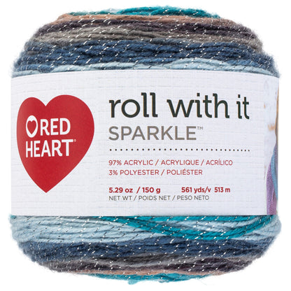 Red Heart Roll With It Sparkle Yarn - Clearance shades Opal