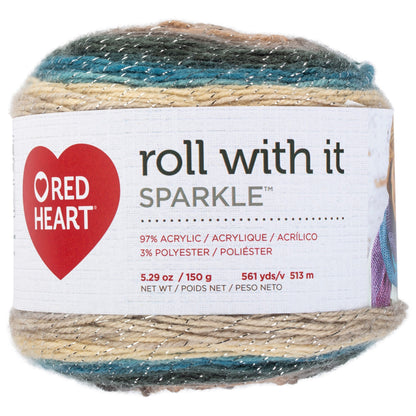 Red Heart Roll With It Sparkle Yarn - Clearance shades Eclipse