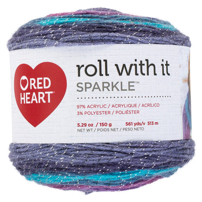 Red Heart Roll With It Sparkle Yarn - Clearance shades Destiny