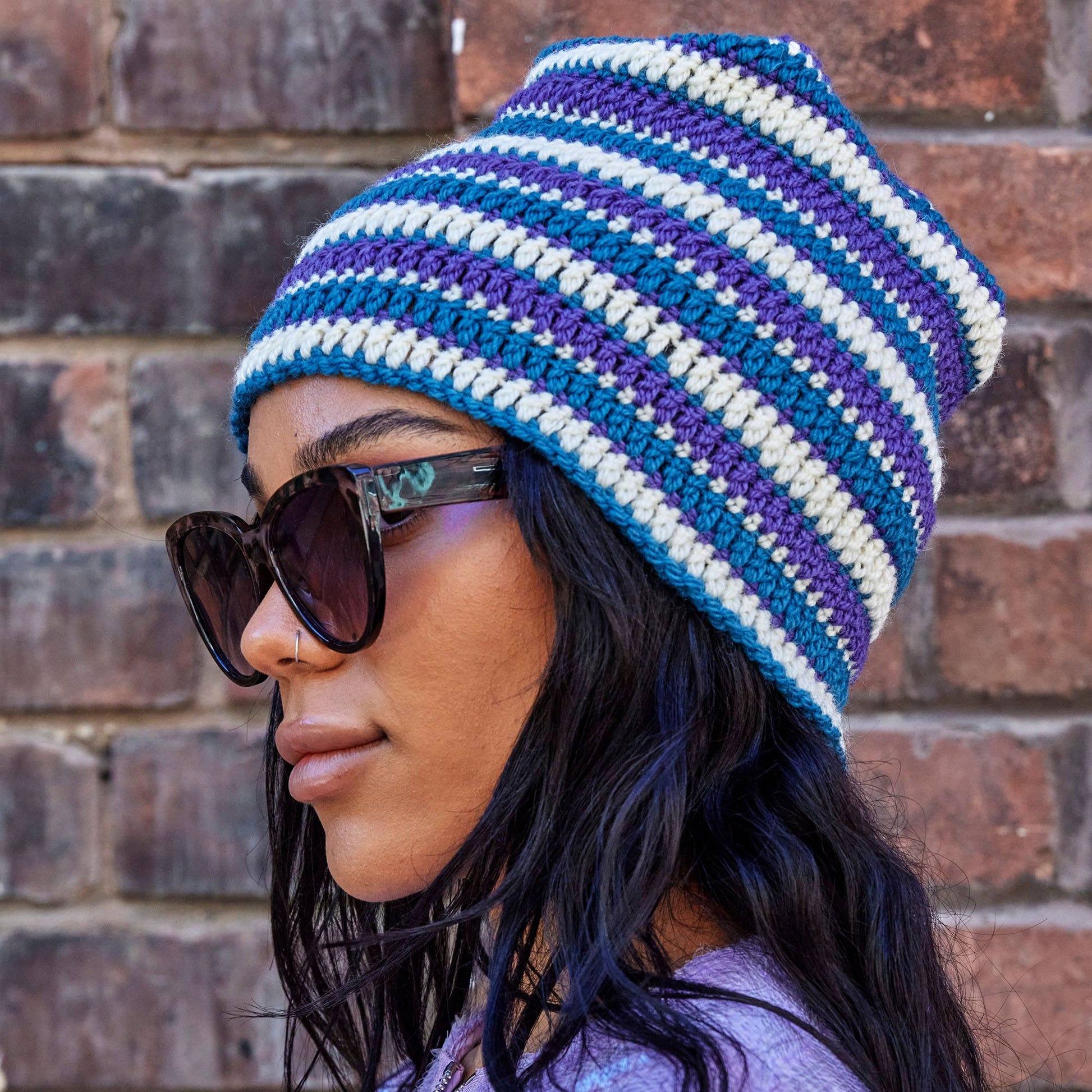 Free Patons Laura's Striped Crochet Hat Pattern