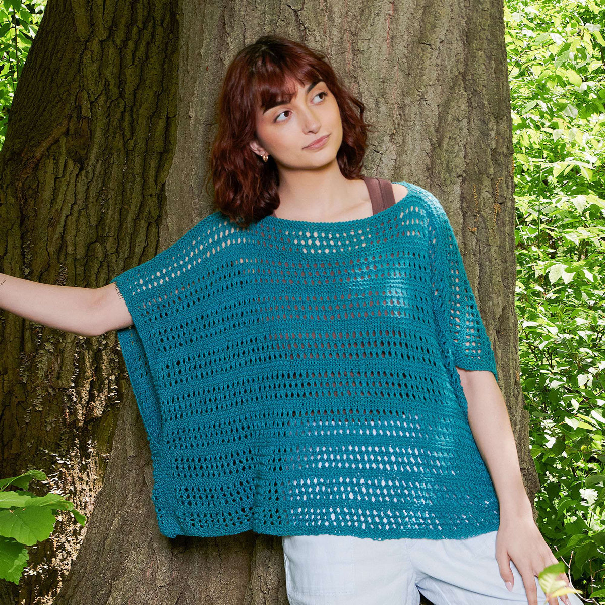 Knit Poncho made in Patons Linen Yarn