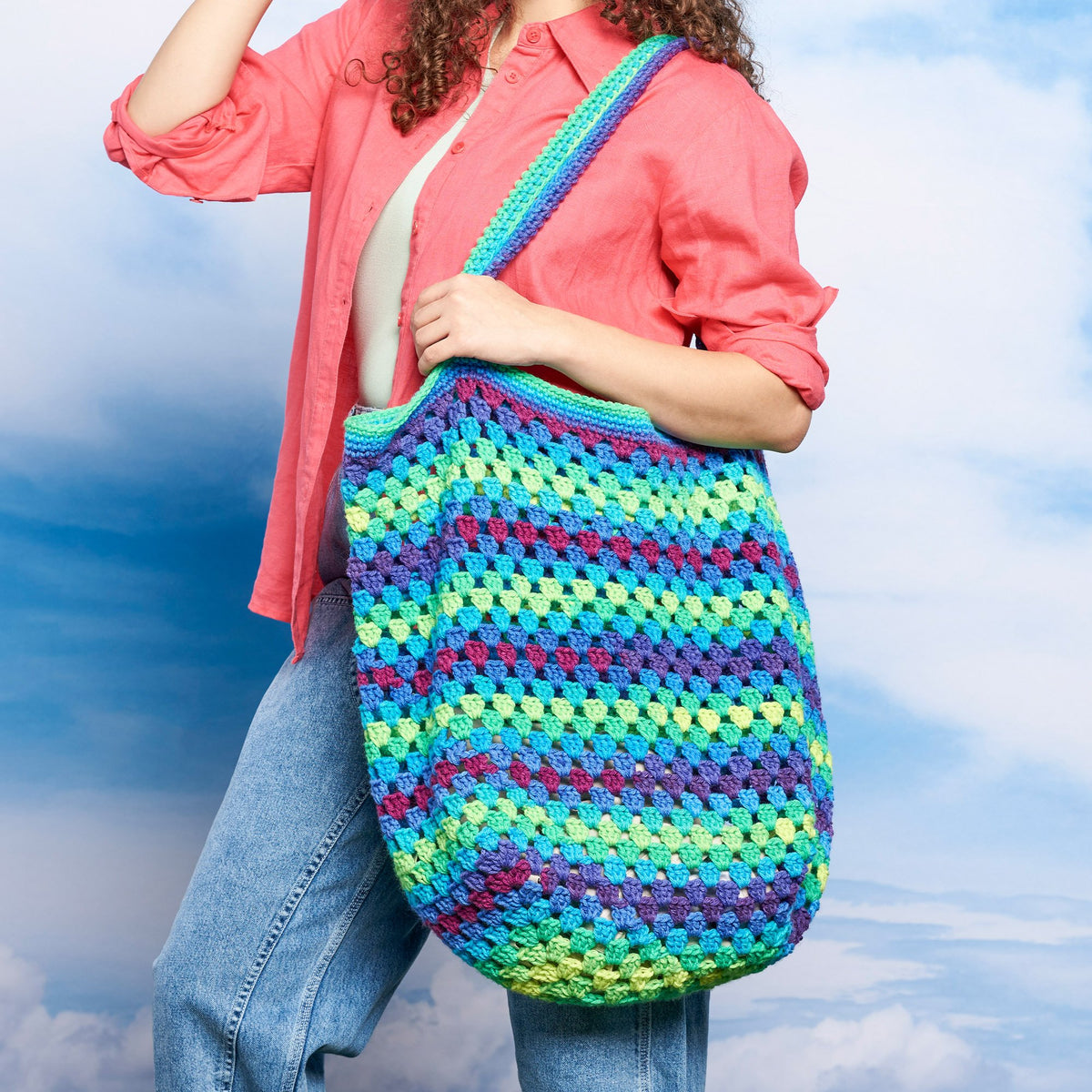 Crochet Tote Bag made in Red Heart Yarn