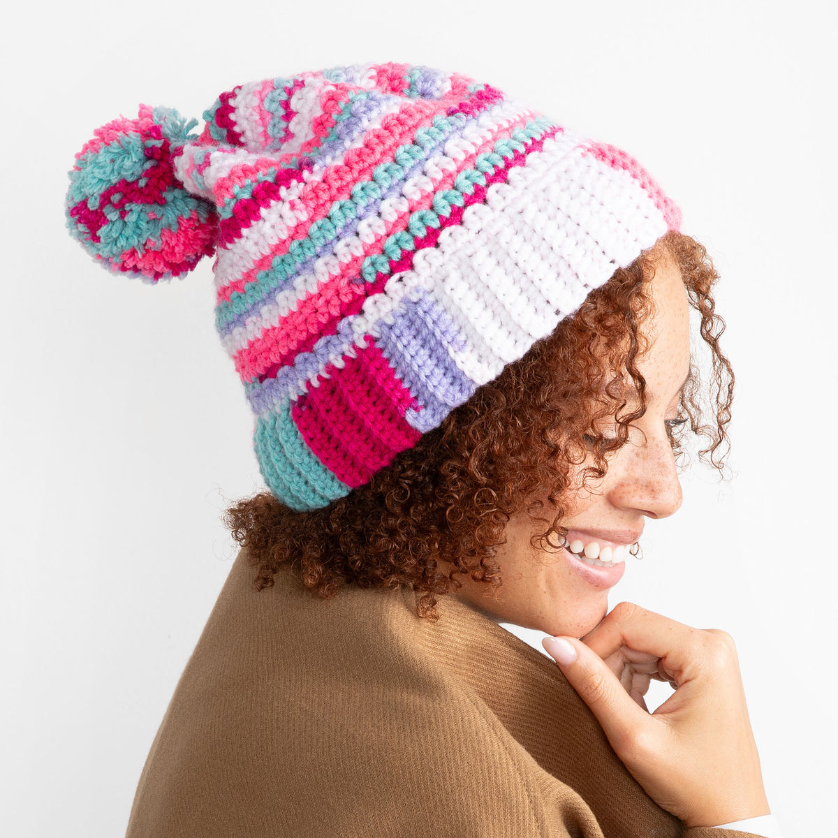 Crochet Hat made in Red Heart All in One Granny Square Yarn