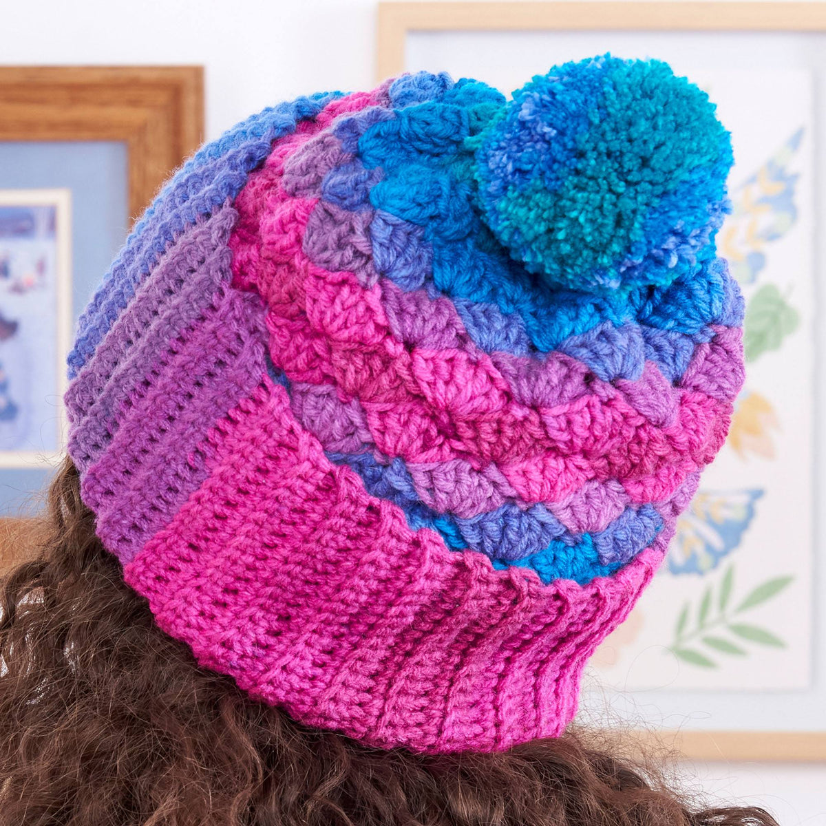 Crochet Hat made in Red Heart Super Saver Stripes Yarn