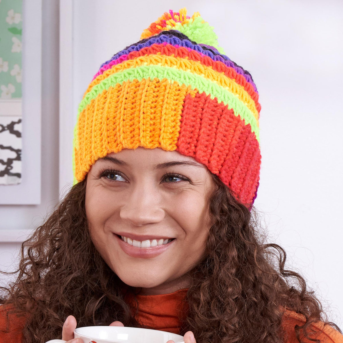 Crochet Hat made in Red Heart Super Saver Stripes Yarn