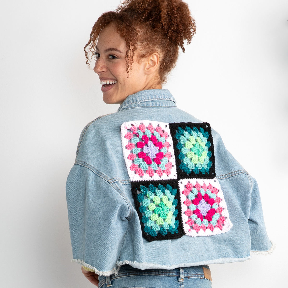 Crochet Granny Clothing Patch made in Red Heart All in One Granny Square Yarn