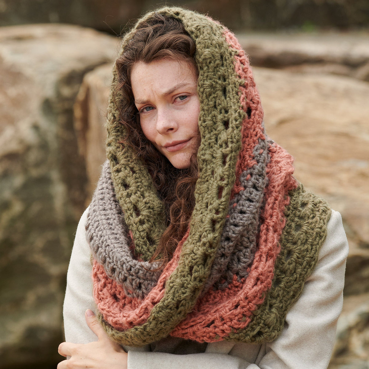 Crochet Mobius made in Red Heart Super Saver Brushed Yarn