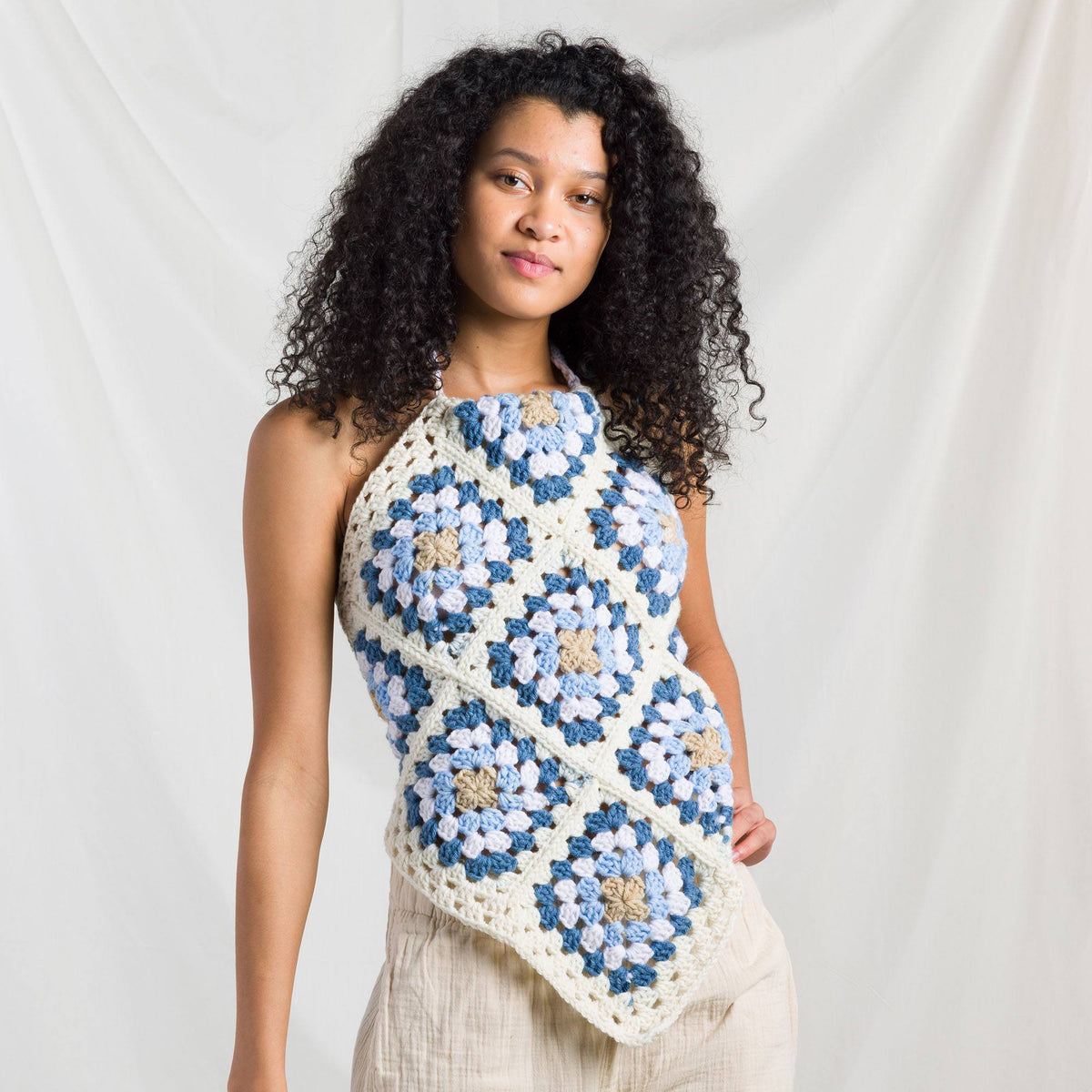 Crochet Top made in Red Heart All in One Granny Square","Super Saver Yarn