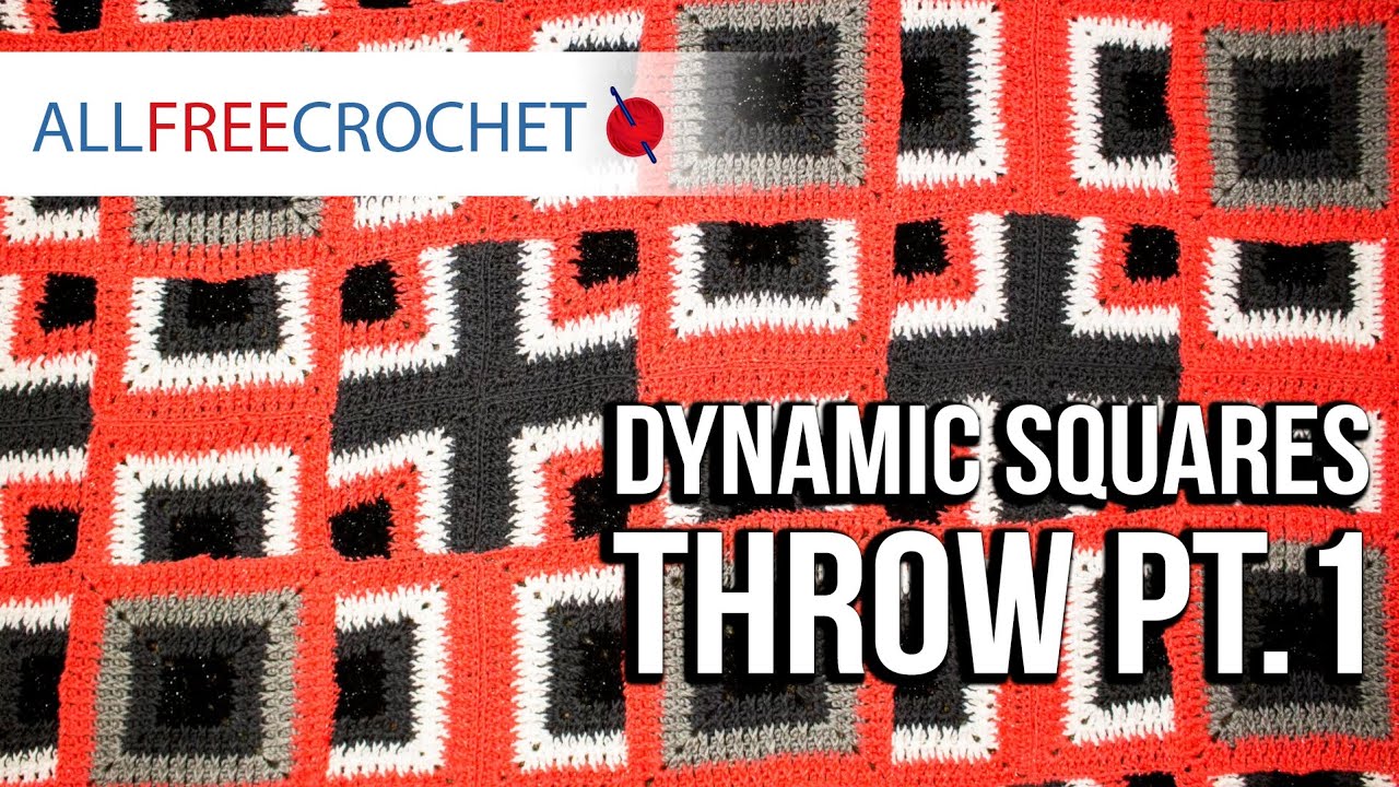 Red Heart Dynamic Squares Throw Crochet