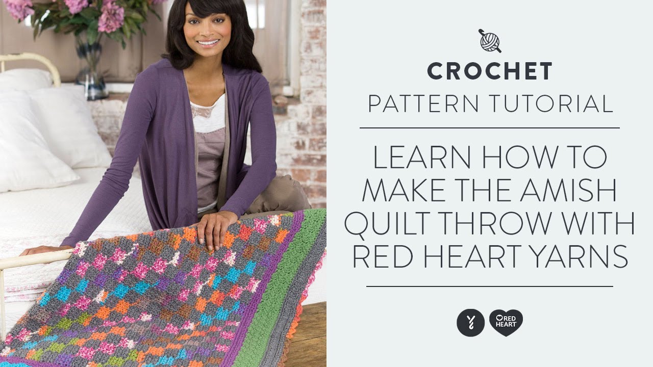 Red Heart Modern Amish Quilt Throw Crochet