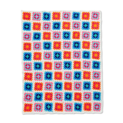 Red Heart Spectrum Dreams Crochet Granny Square Blanket Single Size