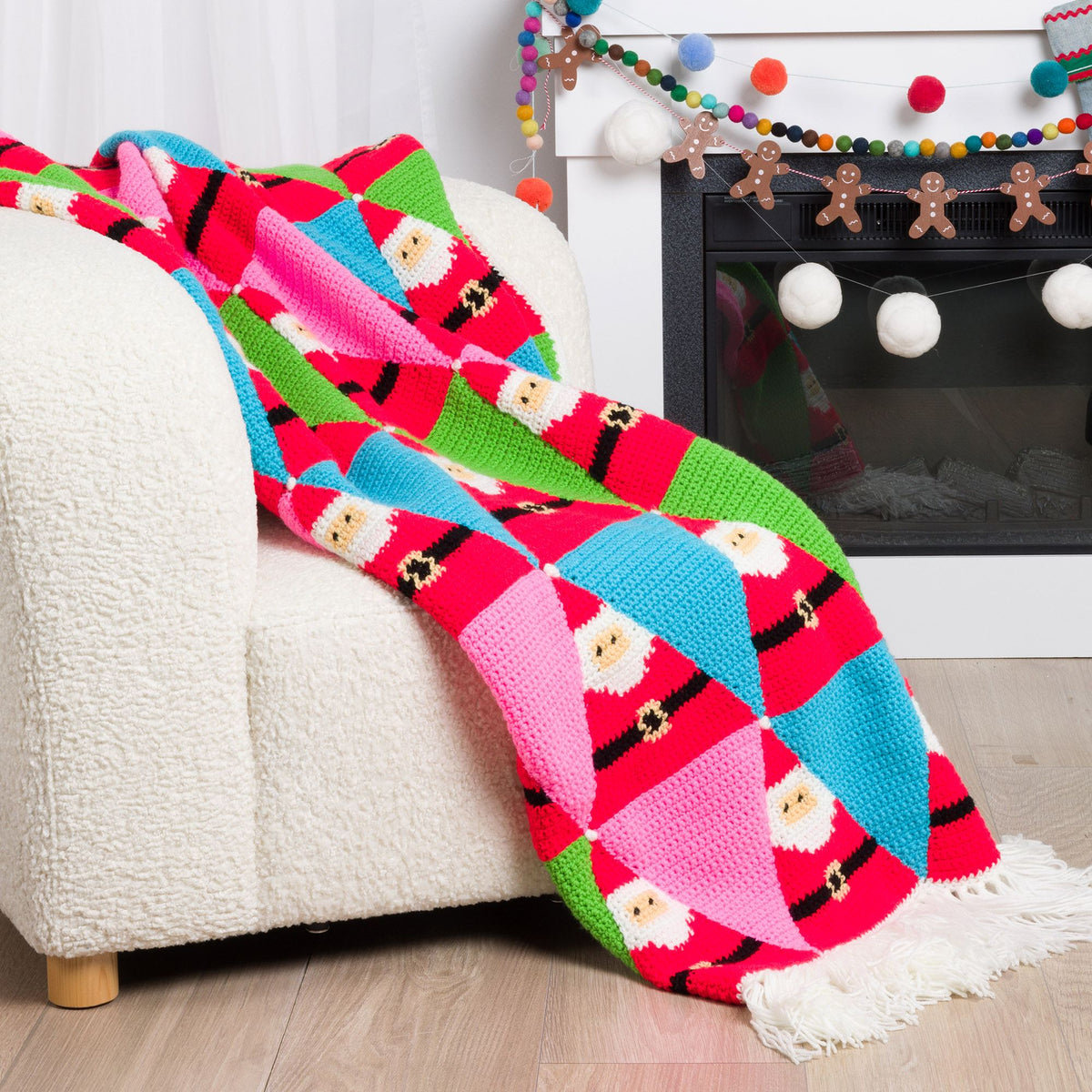 Santa'S Coming To Town Crochet Blanket made using Red Heart yarn