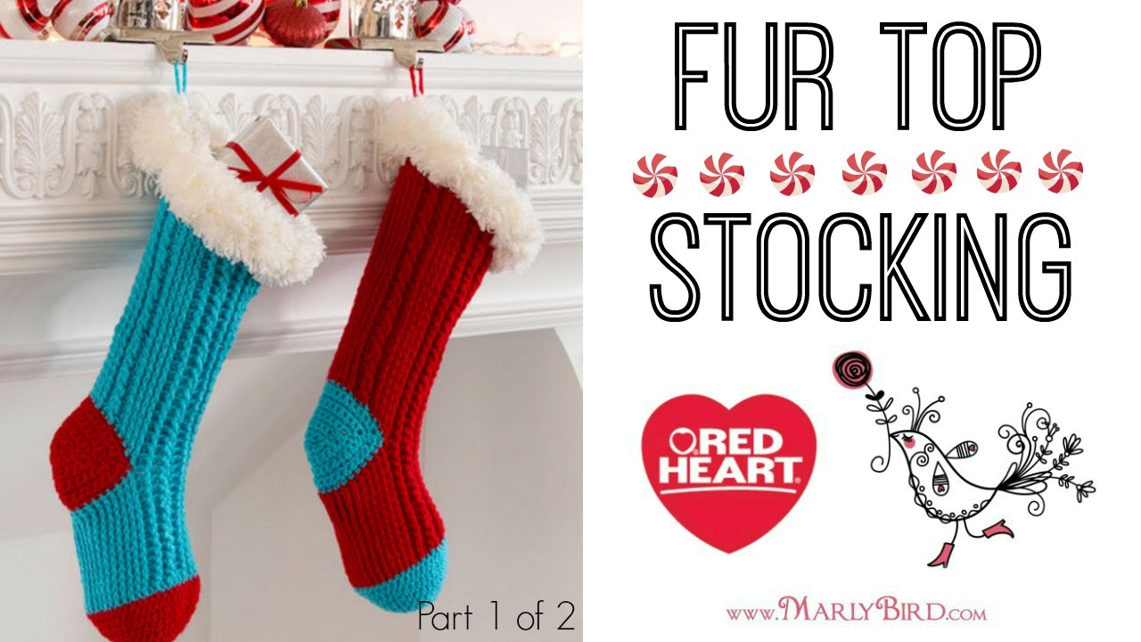 Red Heart Fur Top Holiday Stockings Crochet