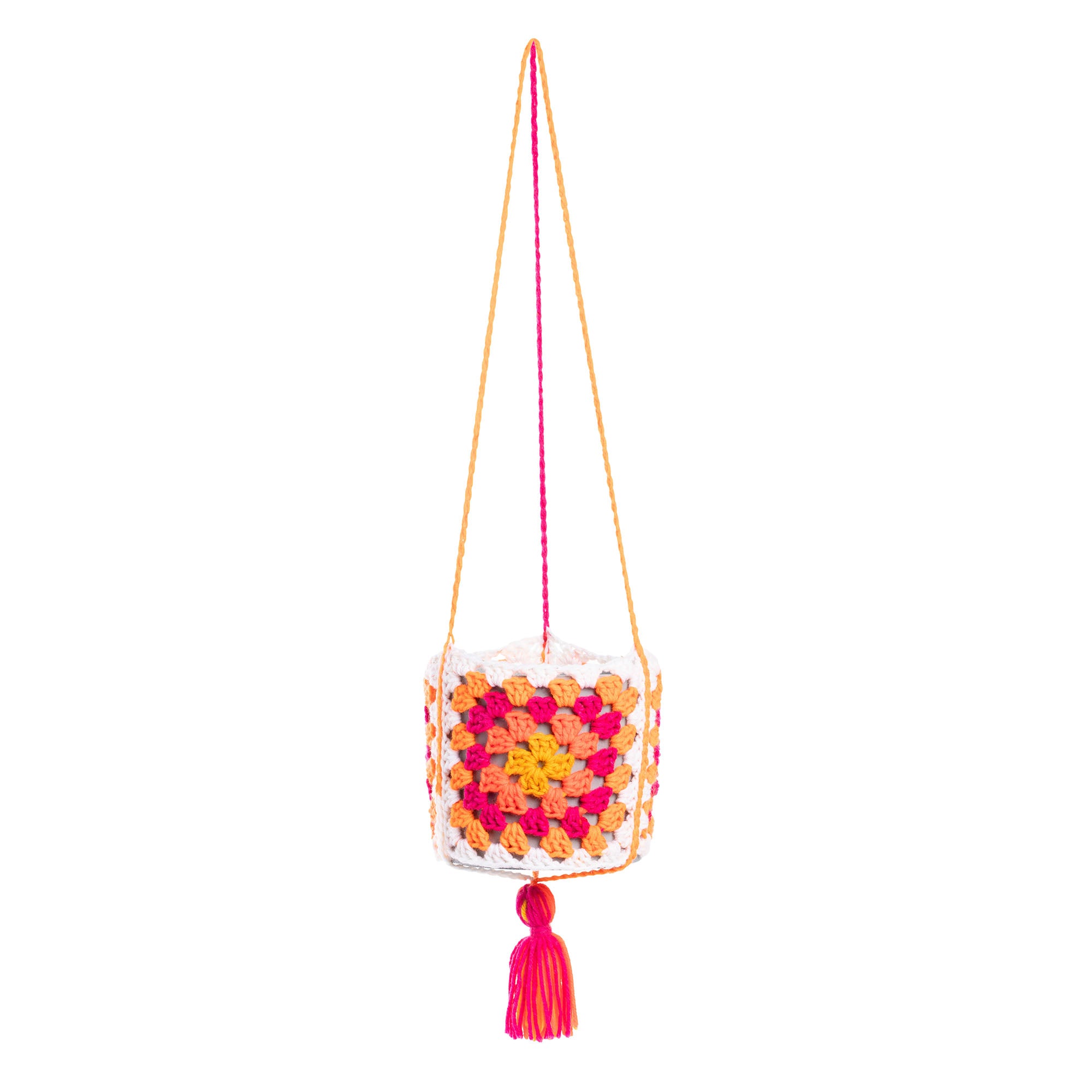 crochet plant hanger red heart Free Easy Red Heart Crochet Granny's Hanging Garden Pattern