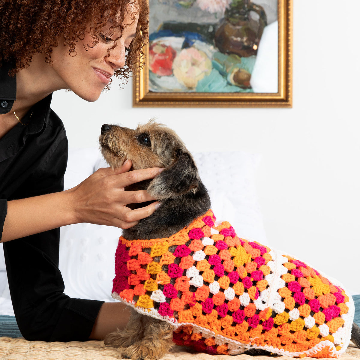Crochet Sweater made in Red Heart All in One Granny Square Yarn