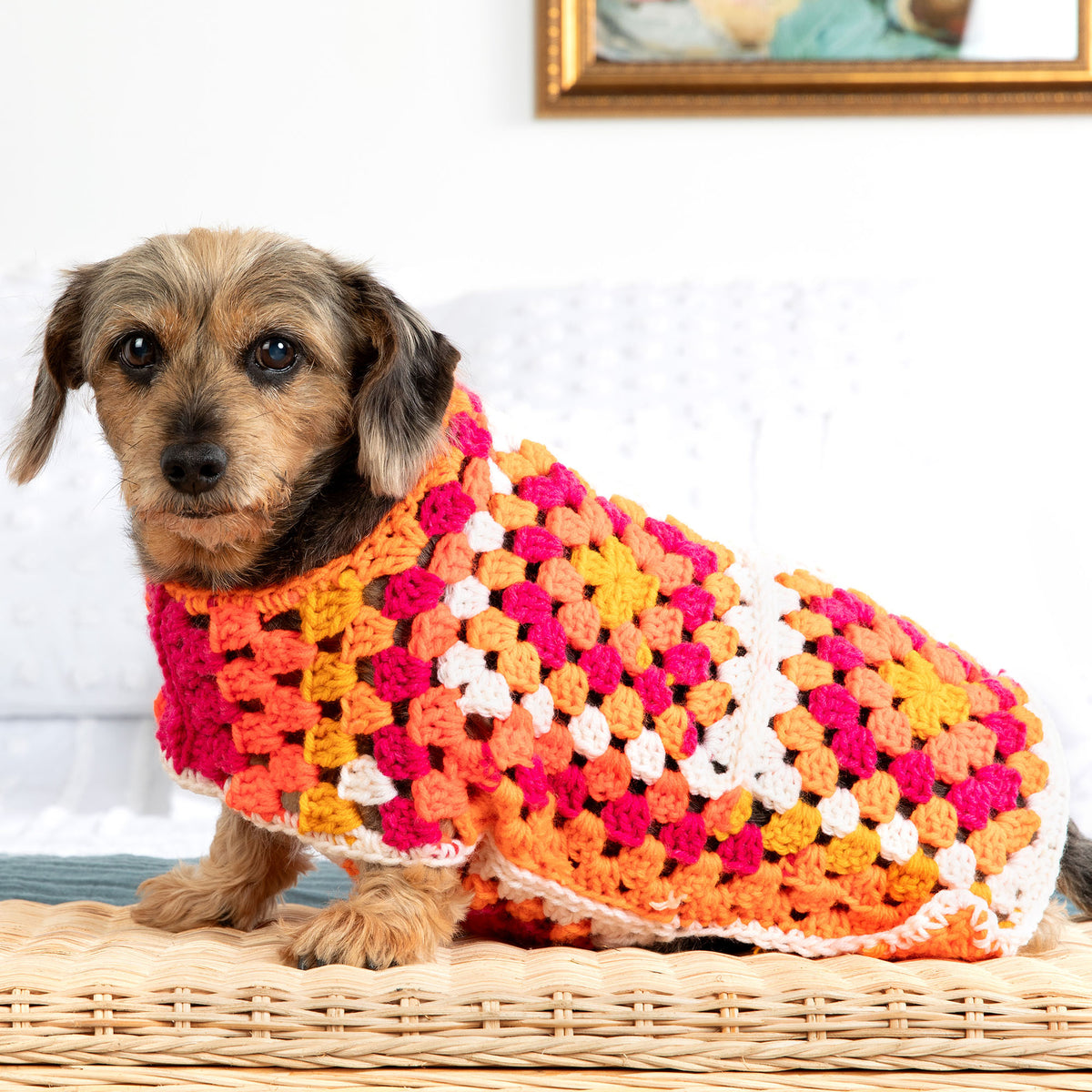Crochet Sweater made in Red Heart All in One Granny Square Yarn