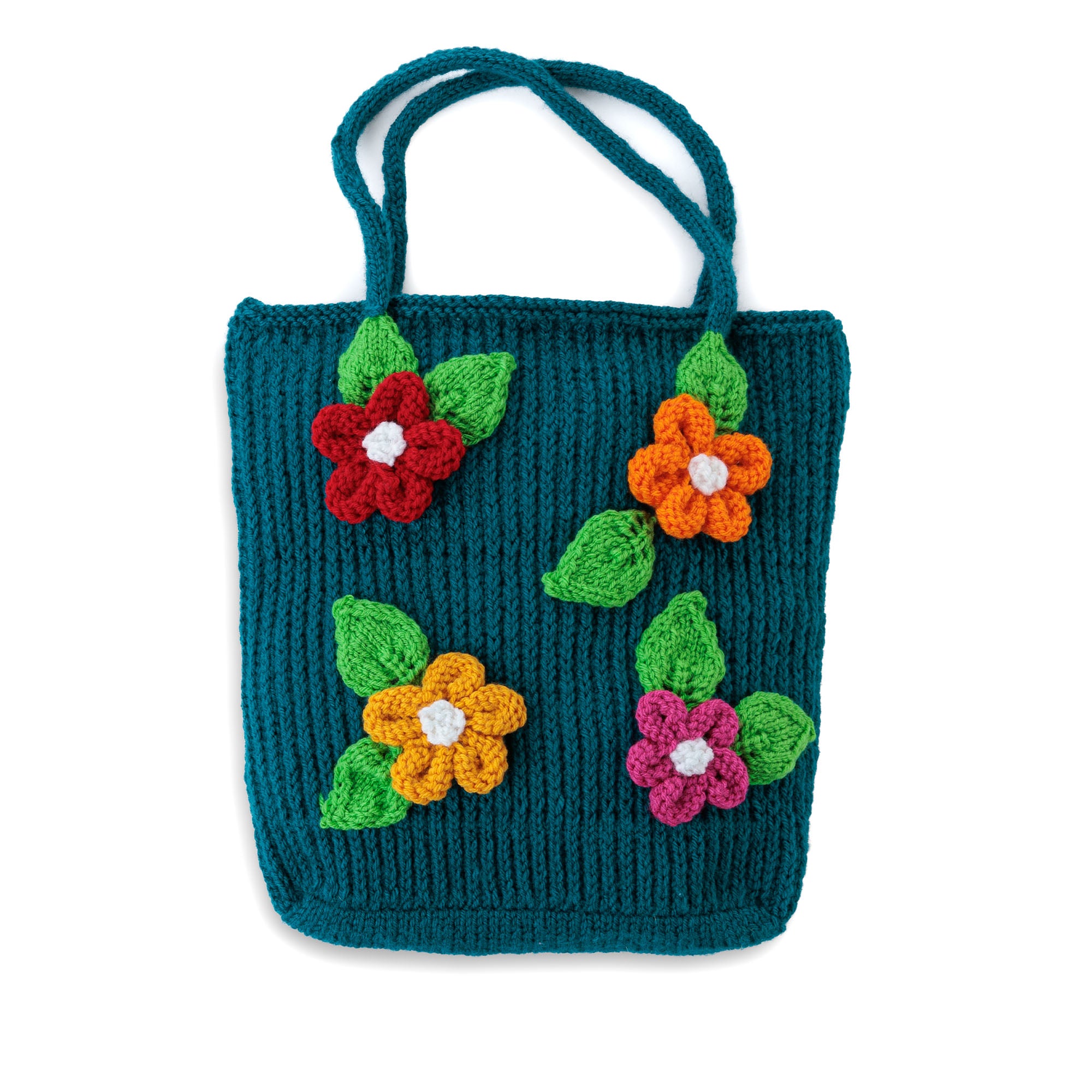 Free Easy Red Heart Knit Floral Tote​ Pattern | Yarnspirations