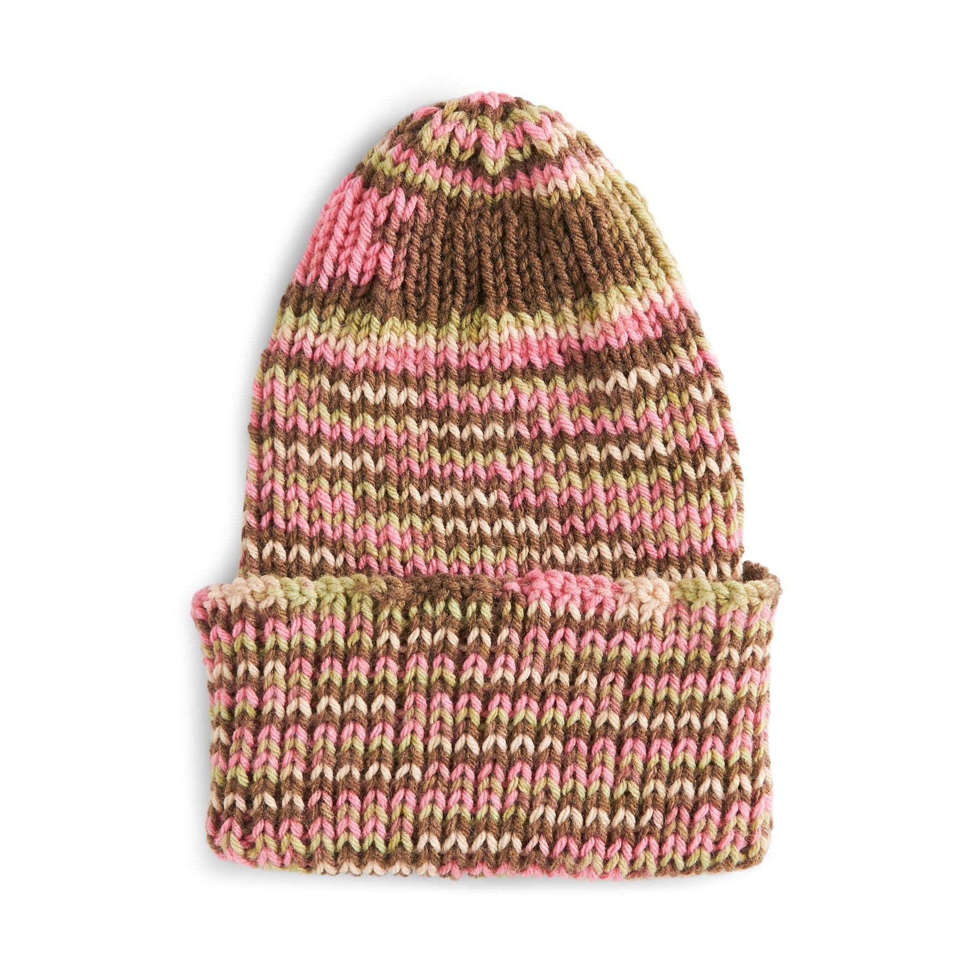 Free Red Heart Knit Bottom Up Ribbed Beanie Pattern