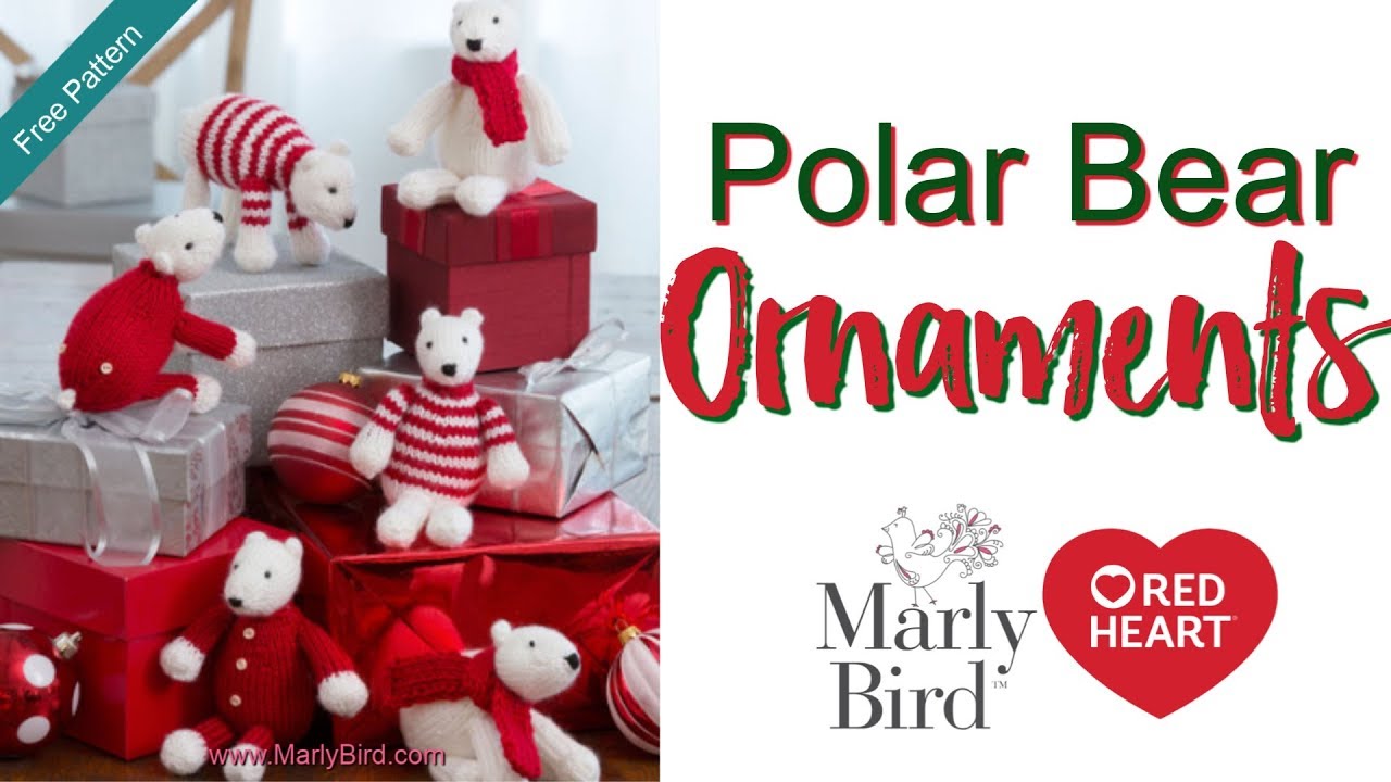 Red Heart Polar Bear Ornaments Knit