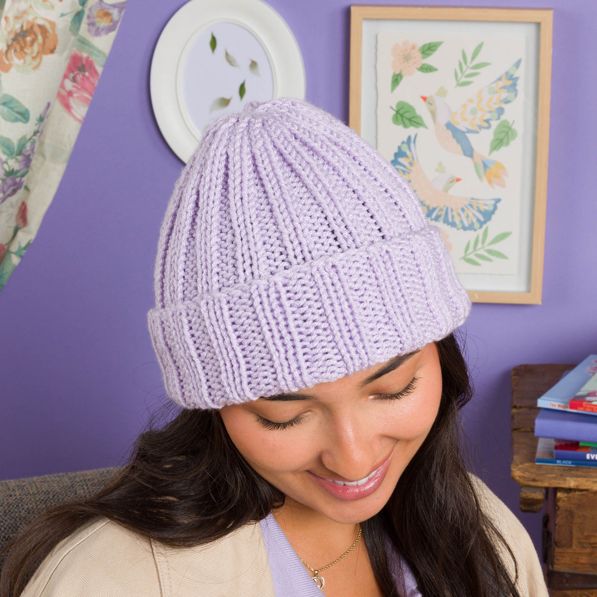 Heart-Warmer Knit Hat made using Red Heart yarn