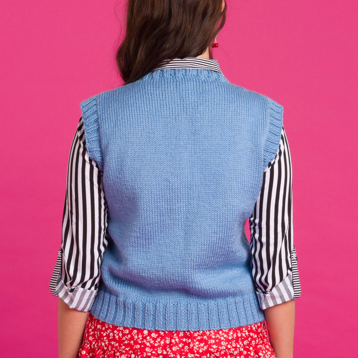 Knit Intarsia Swan Vest made using Red Heart yarn