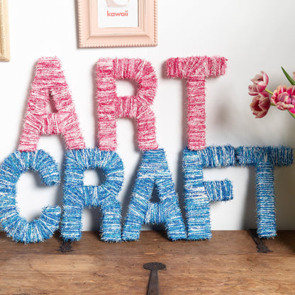 Red Heart Arts & Crafts Yarn Wrapped Letters Craft Letters made in Red Heart Scrubby Yarn
