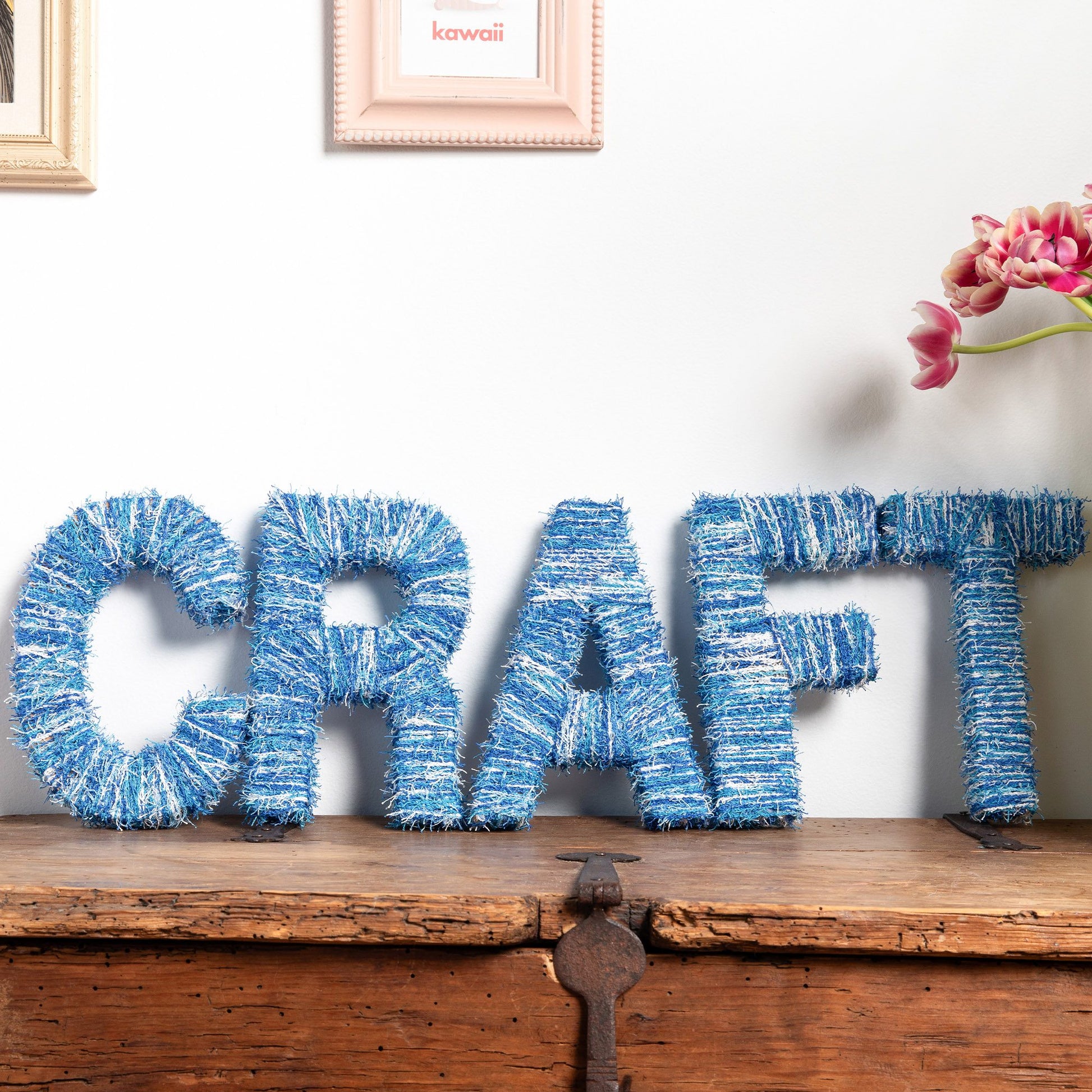 Free Red Heart Arts & Crafts Yarn Wrapped Letters Pattern