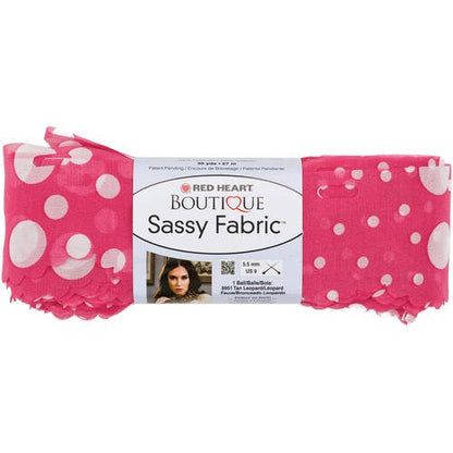 Red Heart Boutique Sassy Fabric Yarn - Clearance shades Pink Dot