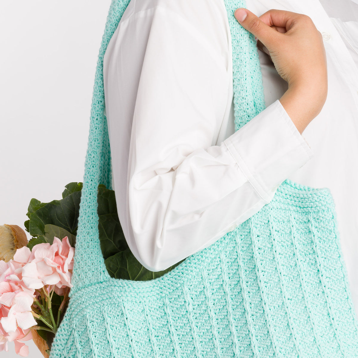 Knit Tote Bag made in Lily The Original Yarn
