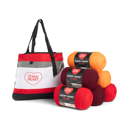 Red Heart Super Saver Jumbo Value Pack with Tote bag - Clearance item Pumpkin & Cherry Red & Claret