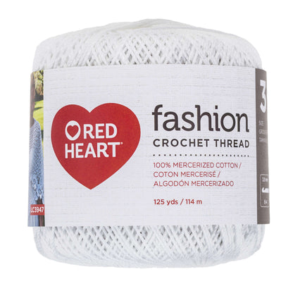Red Heart Fashion Crochet Thread Size 3 White