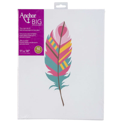 Anchor Big Stitch Art 11" x 14" - Discontinued Items Feather Teal/Pink