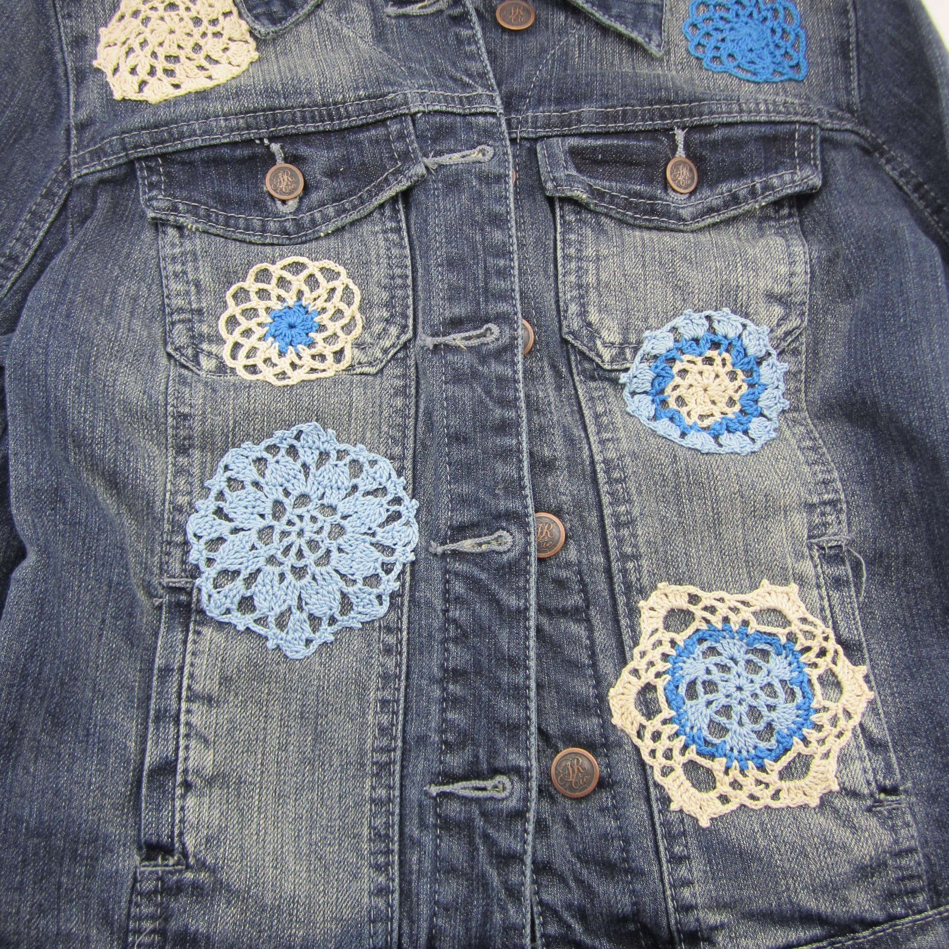 Free Aunt Lydia's Doilyed for Denim Jacket Crochet Pattern