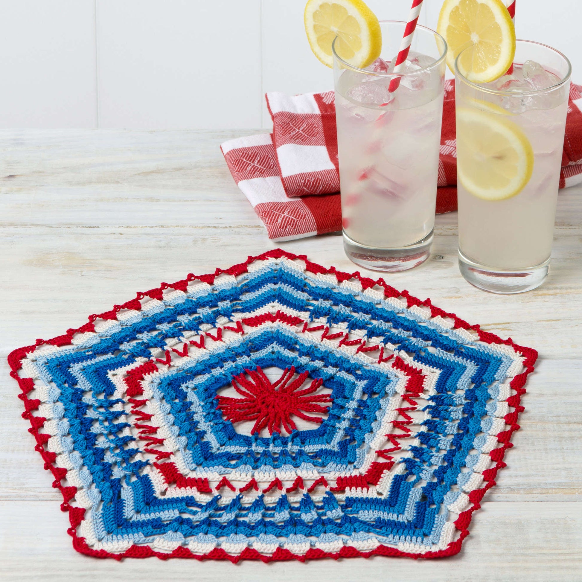 Free Aunt Lydia's Patriotic Pentagon Doily Crochet Pattern