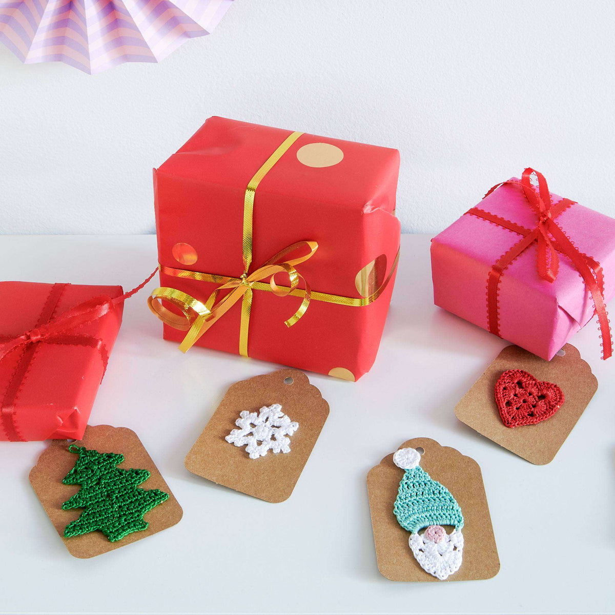 Crochet Gift Wrapping made in Aunt Lydia's Classic Crochet yarn