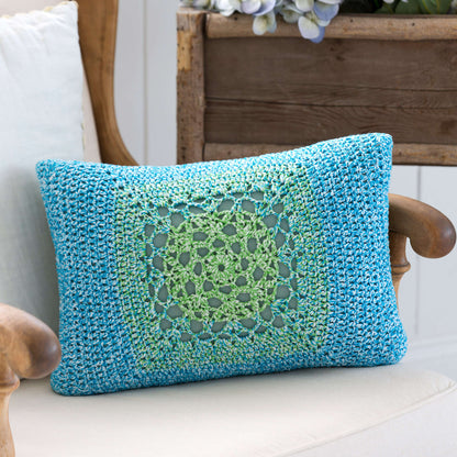 Aunt Lydia's Mod Granny Pillow Front Crochet Pillow made in Aunt Lydia's Baker's Cotton yarn